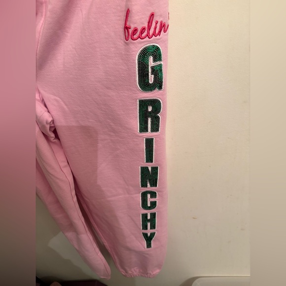 Feelin Grinchy Pink Joggers/Sweatpants size L - Picture 1 of 6